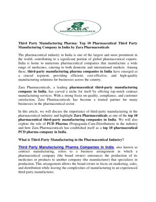 Third Party Manufacturing Pharma Companies in India
