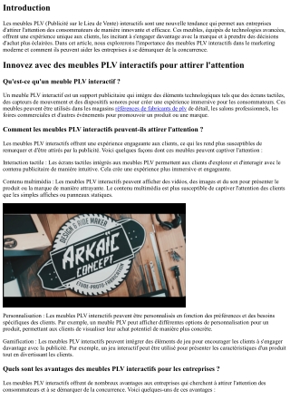 Innovez avec des meubles PLV interactifs pour attirer l'attention