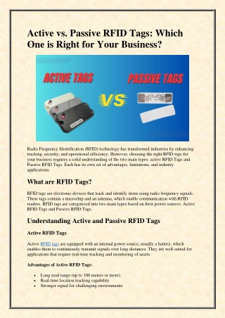 Active vs. Passive RFID Tags Which One is Right for Your Business