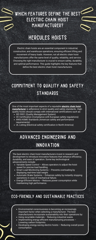 Which Features Define the Best Electric Chain Hoist Manufacturer?