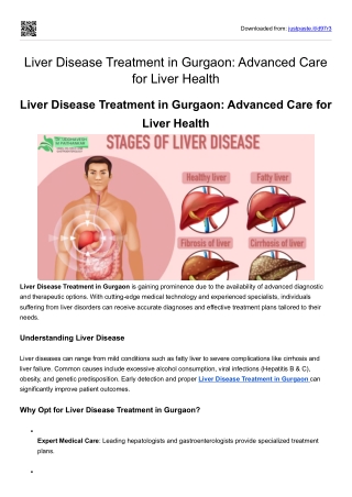 Liver Disease Treatment in Gurgaon Advanced Care for Liver Health