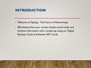 Tapitag – The Future of Smart Networking with Digital & Review NFC Cards!