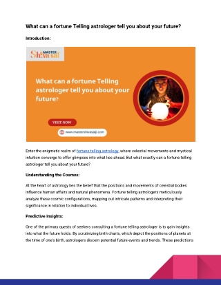 What can a fortune Telling astrologer tell you about your future_