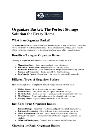 Leading Organizer Basket Manufacturer in the USA