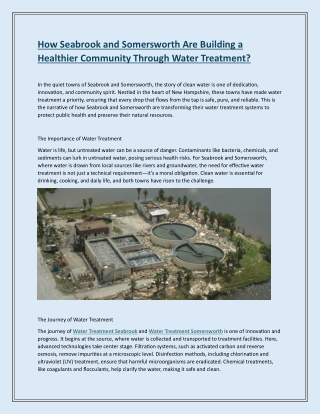 How Seabrook and Somersworth Are Building a Healthier Community Through Water Treatment