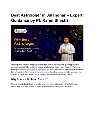 Best Astrologer in Jalandhar – Expert Guidance by Pt. Rahul Shastri - Google Docs