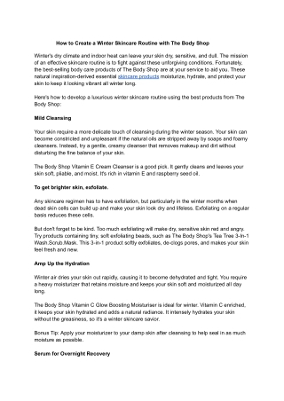 how to create a winter skincare routine with