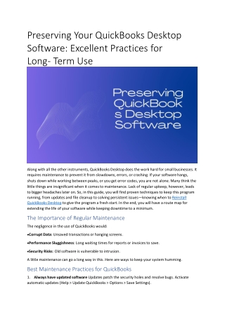 preserving your quickbooks desktop software