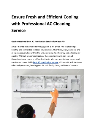Ensure Fresh and Efficient Cooling with Professional AC Cleaning Service