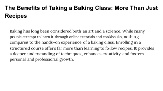 The Benefits of Taking a Baking Class_ More Than Just Recipes