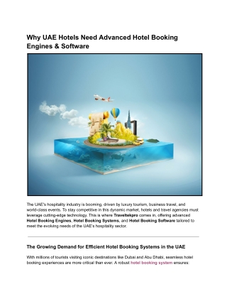 Why UAE Hotels Need Advanced Hotel Booking Engines & Software