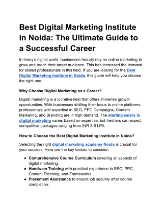 Best Digital Marketing Institute in Noida_ The Ultimate Guide to a Successful Career