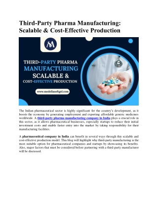 Third-Party Pharma Manufacturing Scalable & Cost-Effective Production