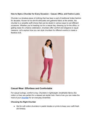 How to Style a Churidar for Every Occasion – Casual, Office, and Festive Looks