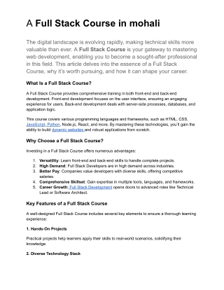 article Master the Digital World with a Full Stack Course