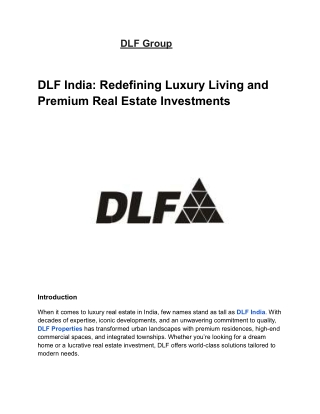 DLF India – Your Trusted Partner for Luxury Real Estate