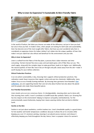 Why Is Linen So Expensive A Sustainable & Skin-Friendly Fabric