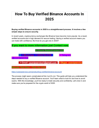 How To Buy Verified Binance Accounts In 2025