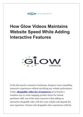 How Glow Videos Maintains Website Speed While Adding Interactive Features