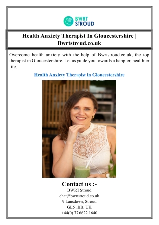 Health Anxiety Therapist In Gloucestershire | Bwrtstroud.co.uk