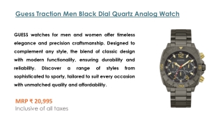 Guess Traction Men Black Dial Quartz Analog Watch