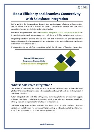 Boost Efficiency and Seamless Connectivity with Salesforce Integration
