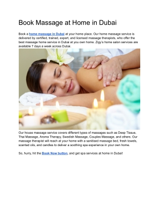Book Massage at Home in Dubai