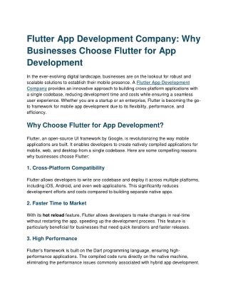 flutter app development company why businesses