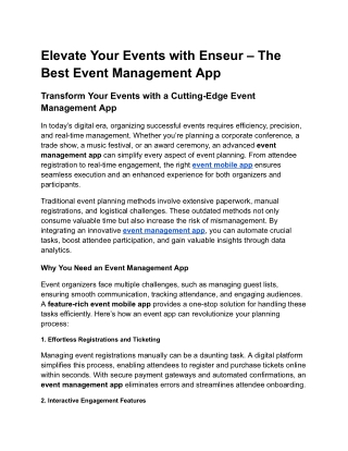 Elevate Your Events with Enseur – The Best Event Management App