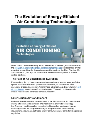 The Evolution of Energy-Efficient Air Conditioning Technologies