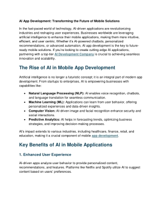 ai app development transforming the future