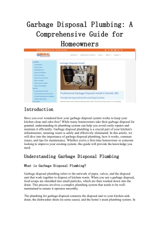garbage garbage disposal disposal plumbing