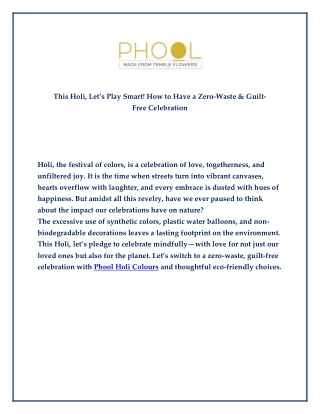 This Holi, Let’s Play Smart! How to Have a Zero-Waste & Guilt-Free Celebration