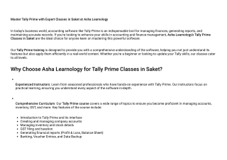 master tally prime with expert classes in saket
