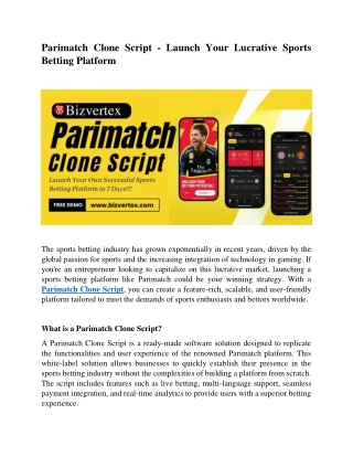 Parimatch Clone Script - Launch Your Lucrative Sports Betting Platform