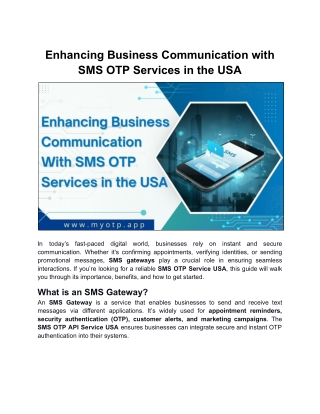 Enhancing Business Communication with SMS OTP Services in the USA