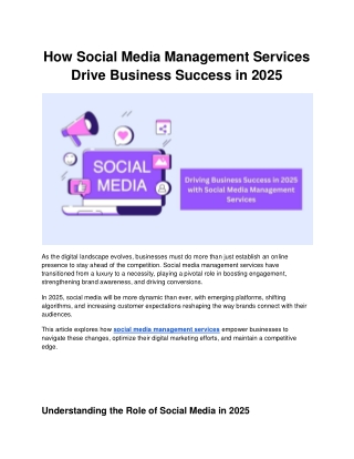 How Social Media Management Services Drive Business Success in 2025