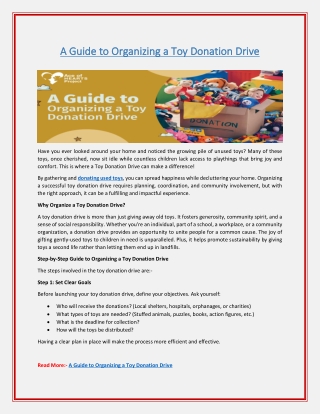 A Guide to Organizing a Toy Donation Drive