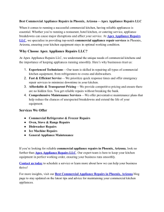 Best Commercial Appliance Repairs in Phoenix, Arizona
