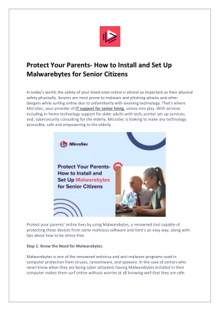 Protect Your Parents- How to Install and Set Up Malwarebytes for Senior Citizens