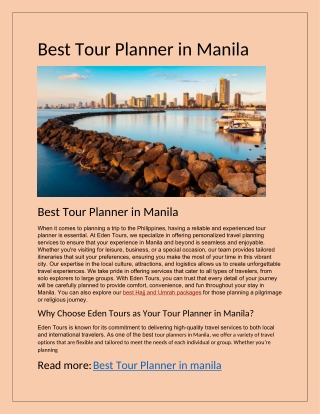 Best Tour Planner in Manila