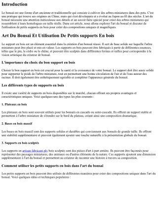 Art Du Bonsaï Et Utilisation De Petits supports En bois