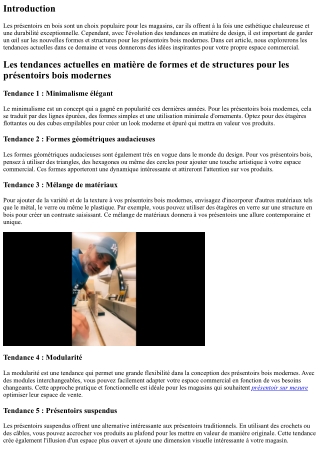 Les tendances actuelles en matière de formes et de structures pour les présentoi