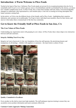 Get to Know the Friendly Staff at Pitco Foods in San Jose, CA