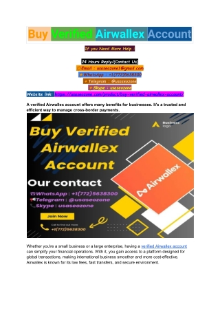 01 sites To Buy Verified Airwallex Account With Satisfaction