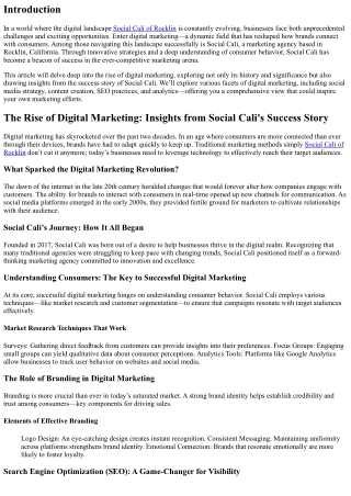 The Rise of Digital Marketing: Insights from Social Cali's Success Story
