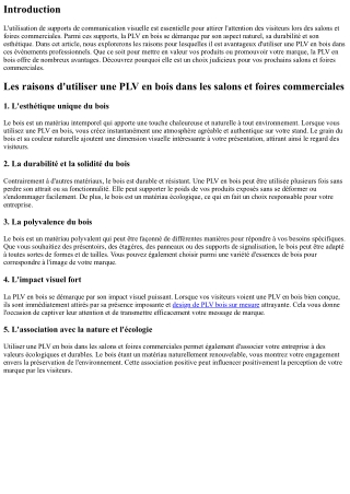 Les raisons d'utiliser une PLV en bois dans les salons et foires commerciales