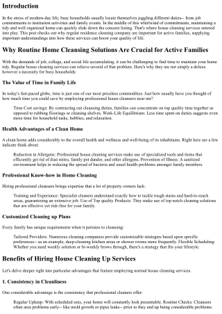 Why Routine Home Cleaning Solutions Are Crucial for Busy Households