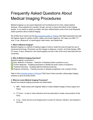 Frequently Asked Questions About Medical Imaging Procedures