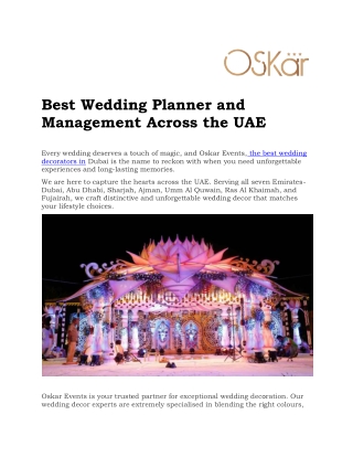 wedding decoration services in Dubai